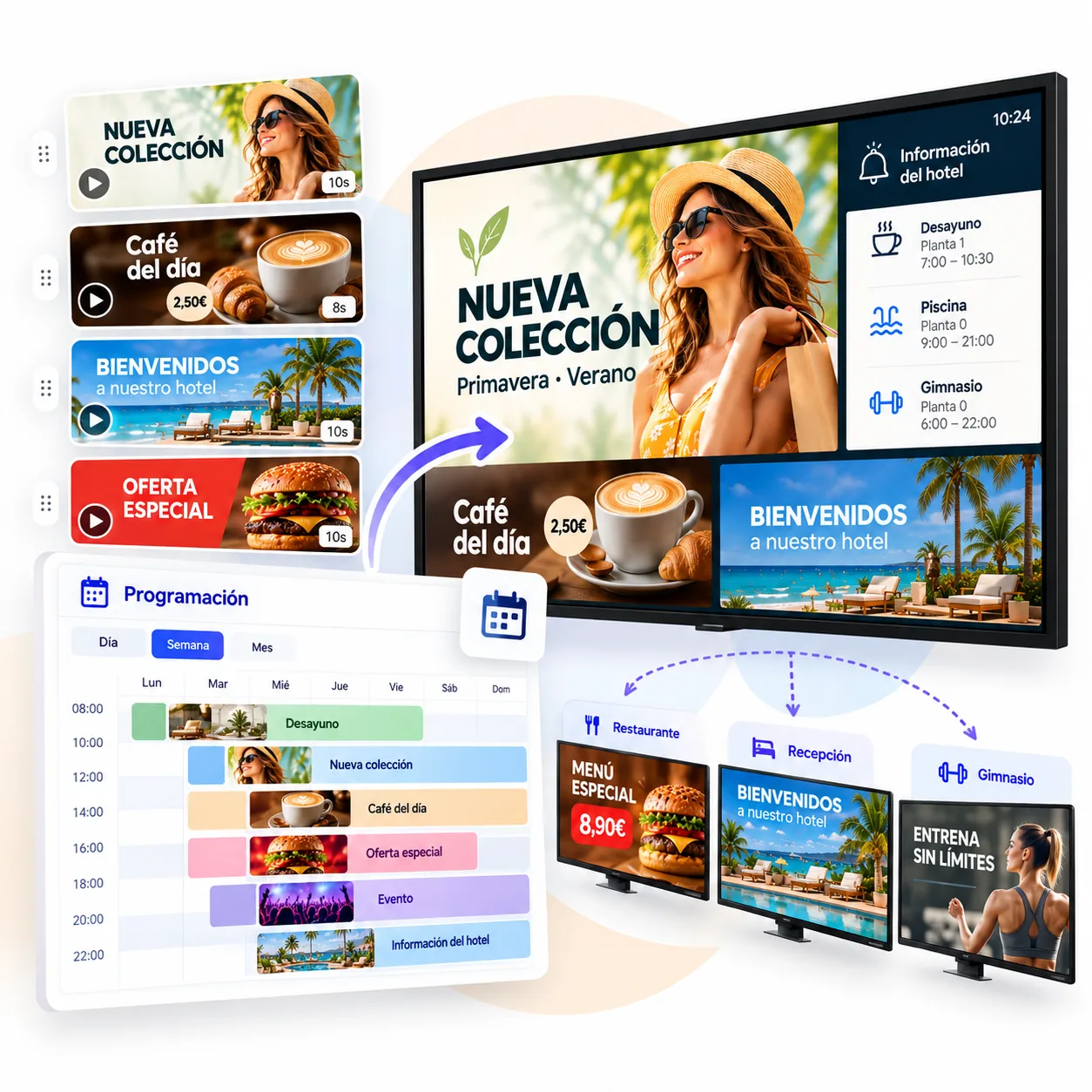 Campaign scheduling controls for when content appears on screens in iMediaGO
