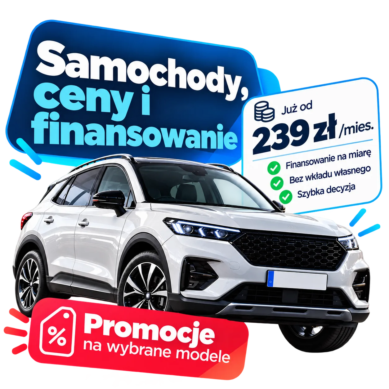 Ekran w salonie wyróżniający kampanię modelu lub oferty