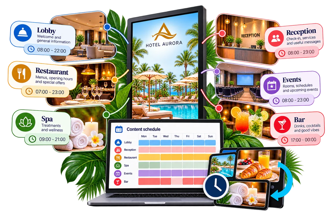 Hotel zones and schedule content screen placeholder