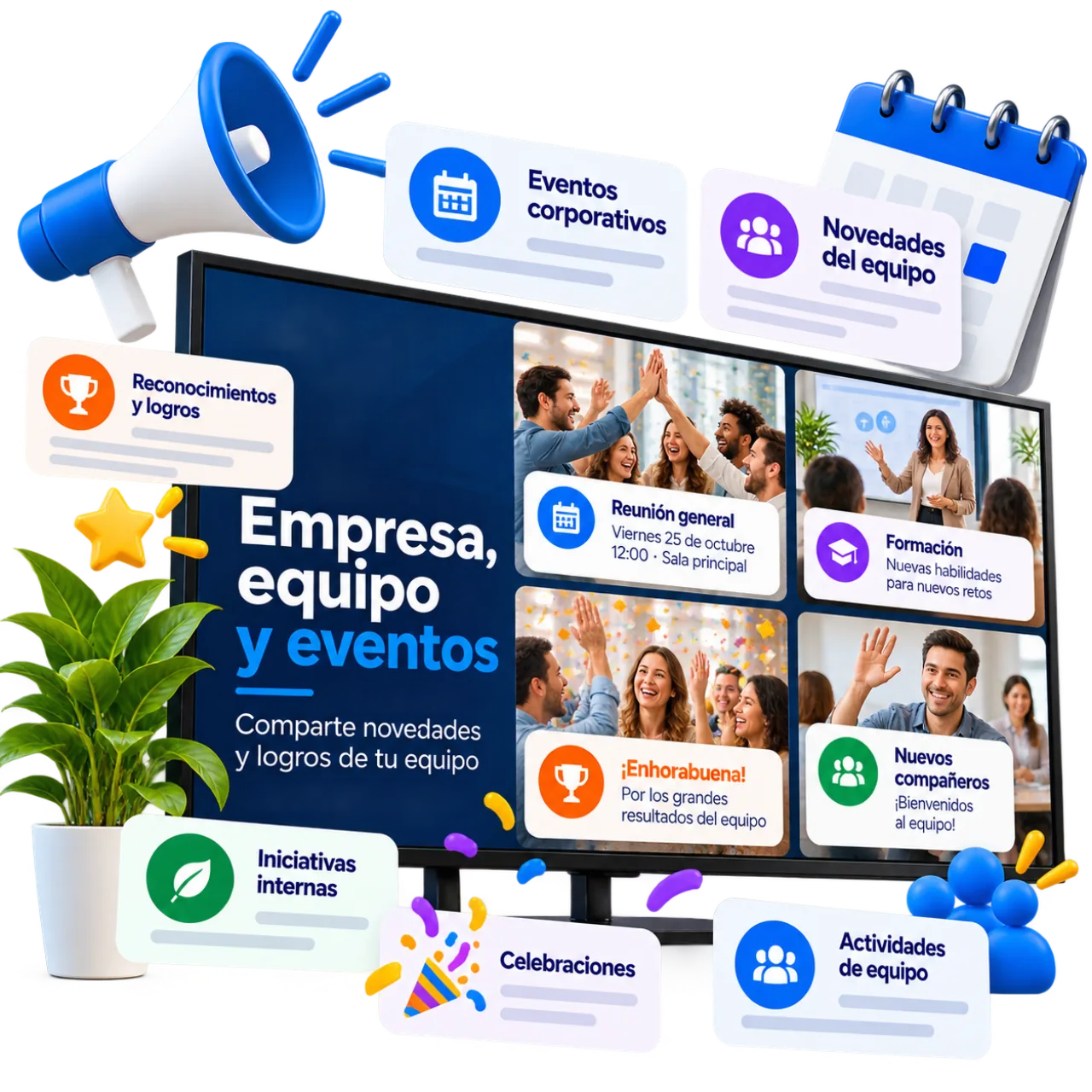 Marcador de pantalla de empresa, equipo y eventos