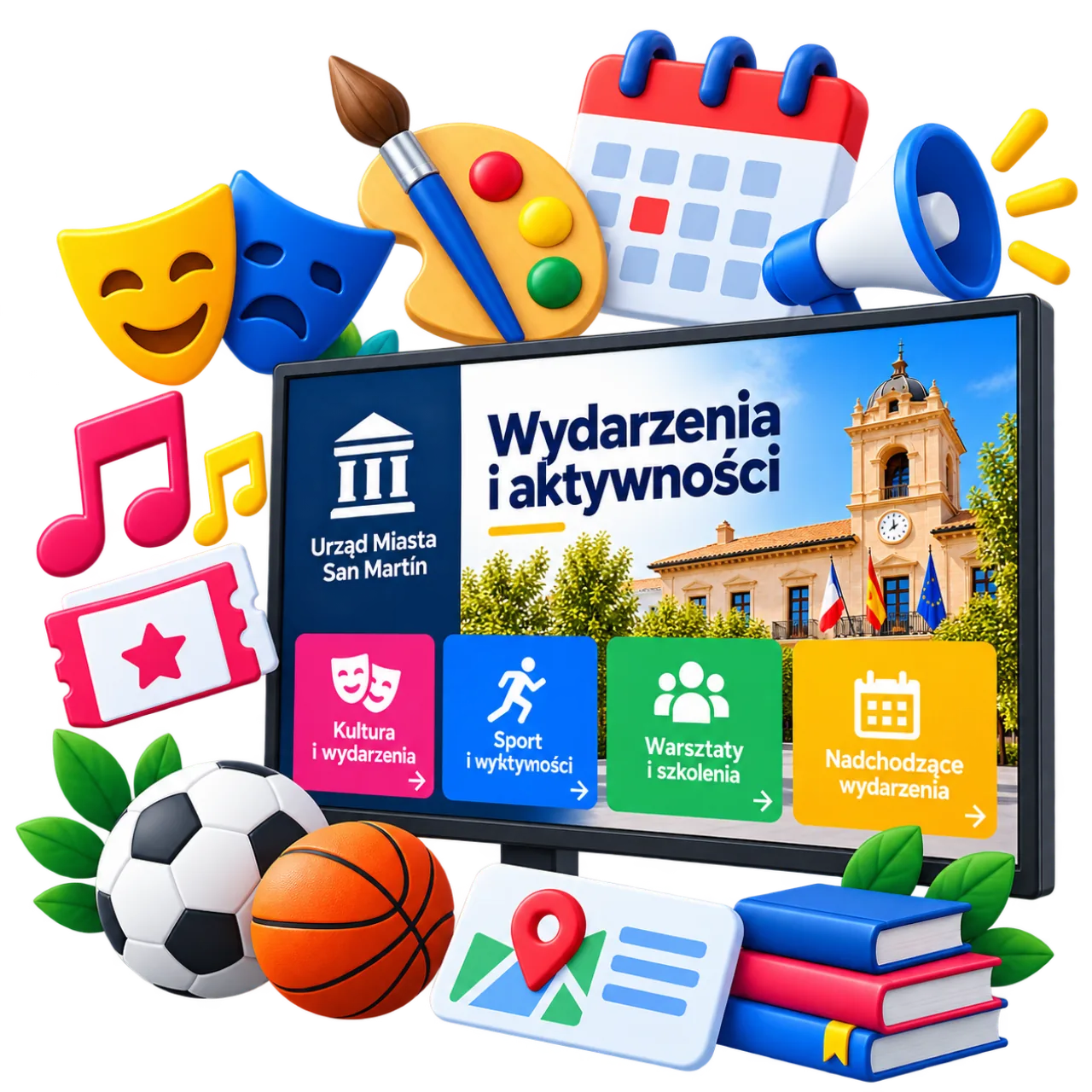 Screen showing public activities and initiatives