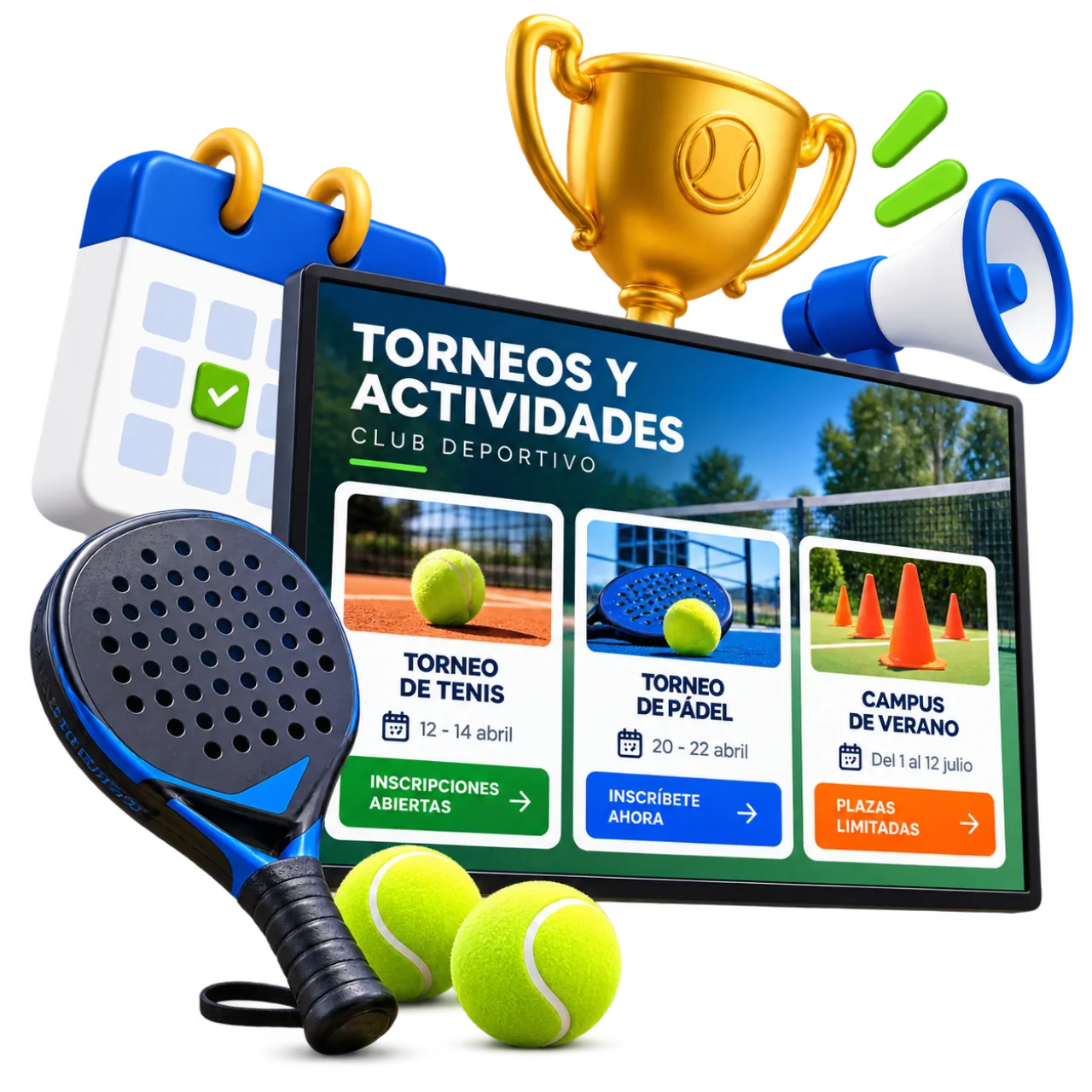 Actividades y torneos deportivos en pantallas digitales