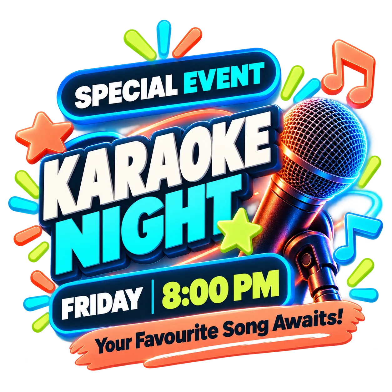 Beispiel für die Ankündigung eines Karaoke-Abends