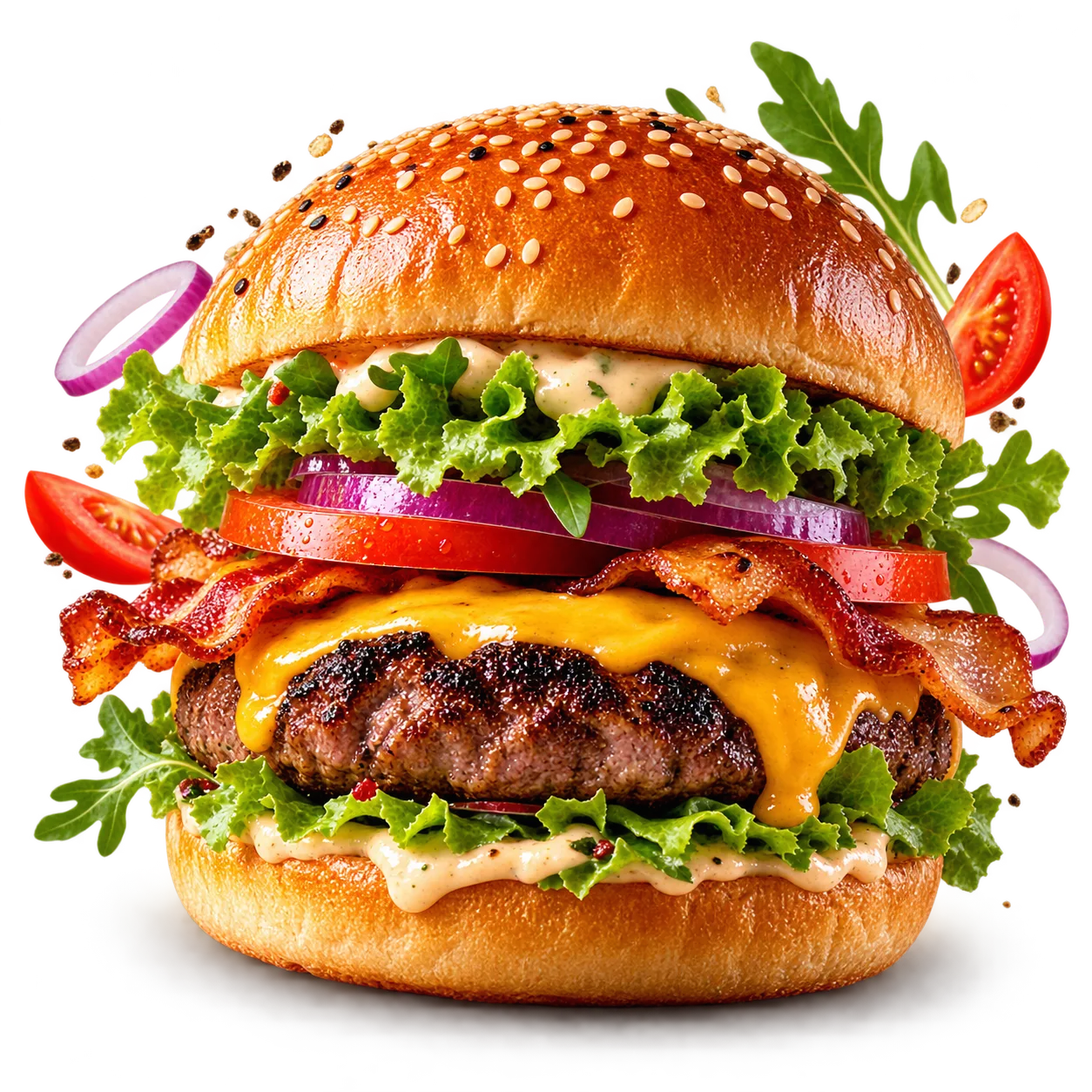 Gourmet-Burger als Blickfang einer Werbeaktion auf einem digitalen Bildschirm