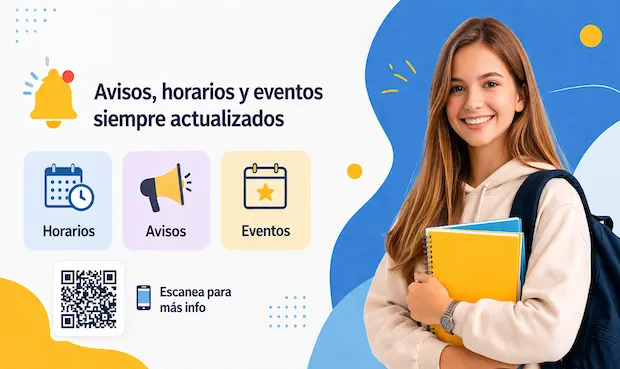 Información para estudiantes en pantallas digitales